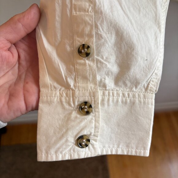 GANNI Cotton Poplin Frill Collar V-neck Shirt - Picture 5 of 8